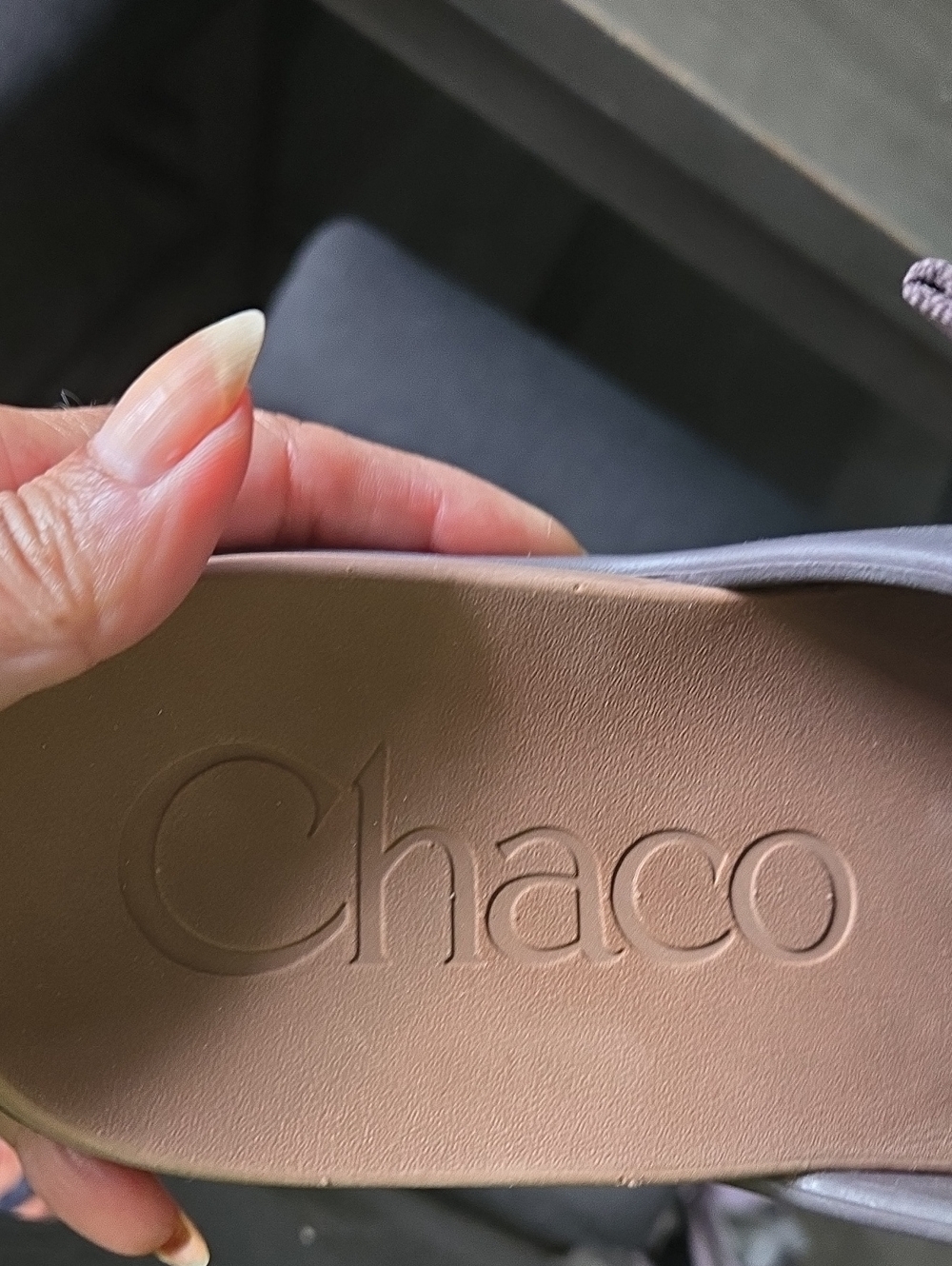 NWOB New Chaco Slide Sandals in Mauve Straps and Tan Footbed - Picture 5 of 6